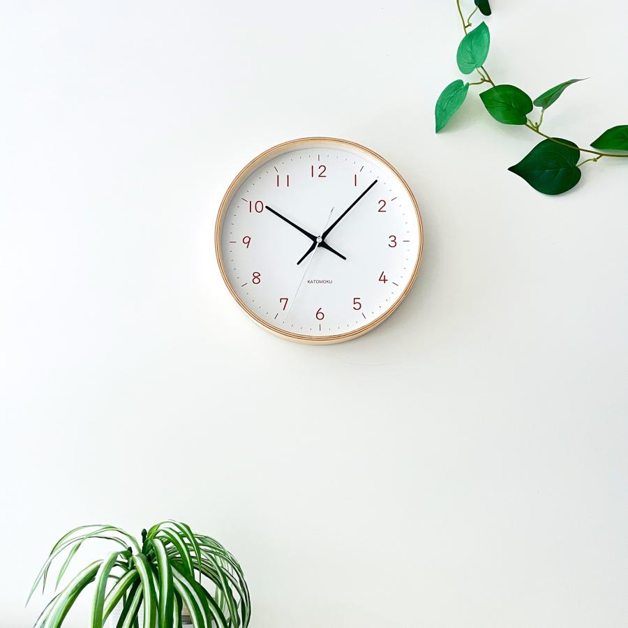 壁掛け時計 電波時計 KATOMOKU plywood clock 22 オレンジ km-121ORRC