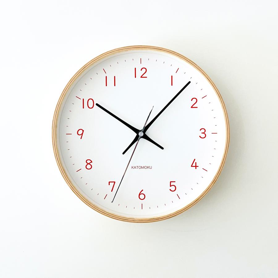 壁掛け時計 電波時計 KATOMOKU plywood clock 22 オレンジ km-121ORRC