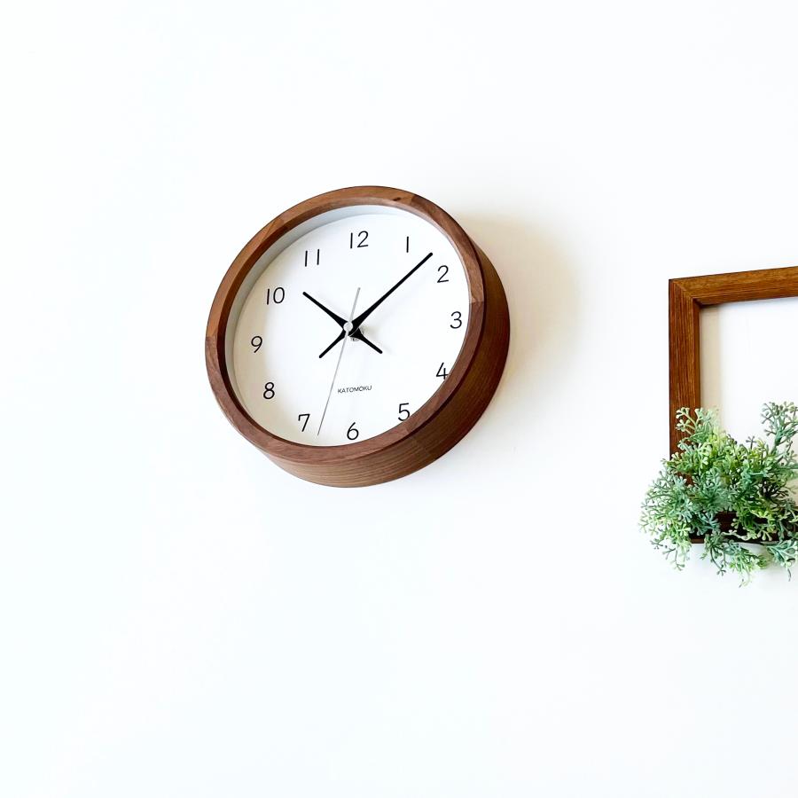 壁掛け時計 電波時計 KATOMOKU muku clock 16 ウォールナット km