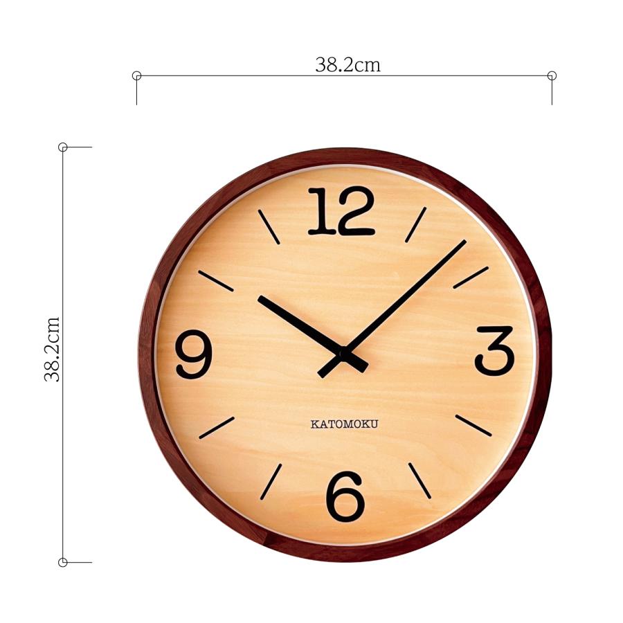 壁掛け時計 KATOMOKU muku clock 21 LL-size ウォールナット km-137WA 連続秒針 名入れ対応品｜kamoku｜09