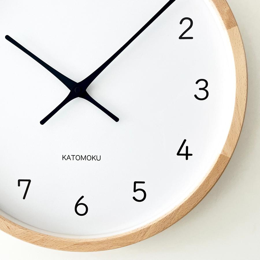 壁掛け時計 電波時計 KATOMOKU muku clock 13 LL-size ナチュラル km-139NARC 連続秒針 名入れ対応品 大きい｜kamoku｜09