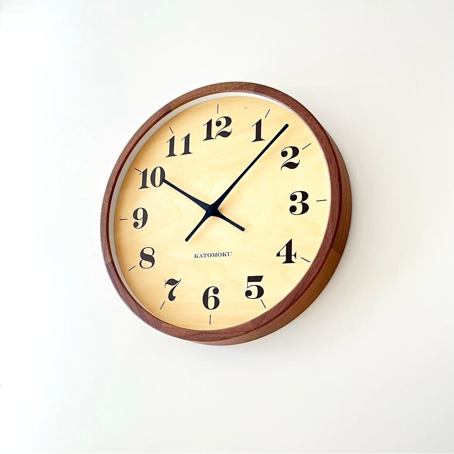 壁掛け時計 SKP電波時計 KATOMOKU muku clock 22 LL-size ウォールナット km-142WARCS 連続秒針 名入れ対応品｜kamoku｜02