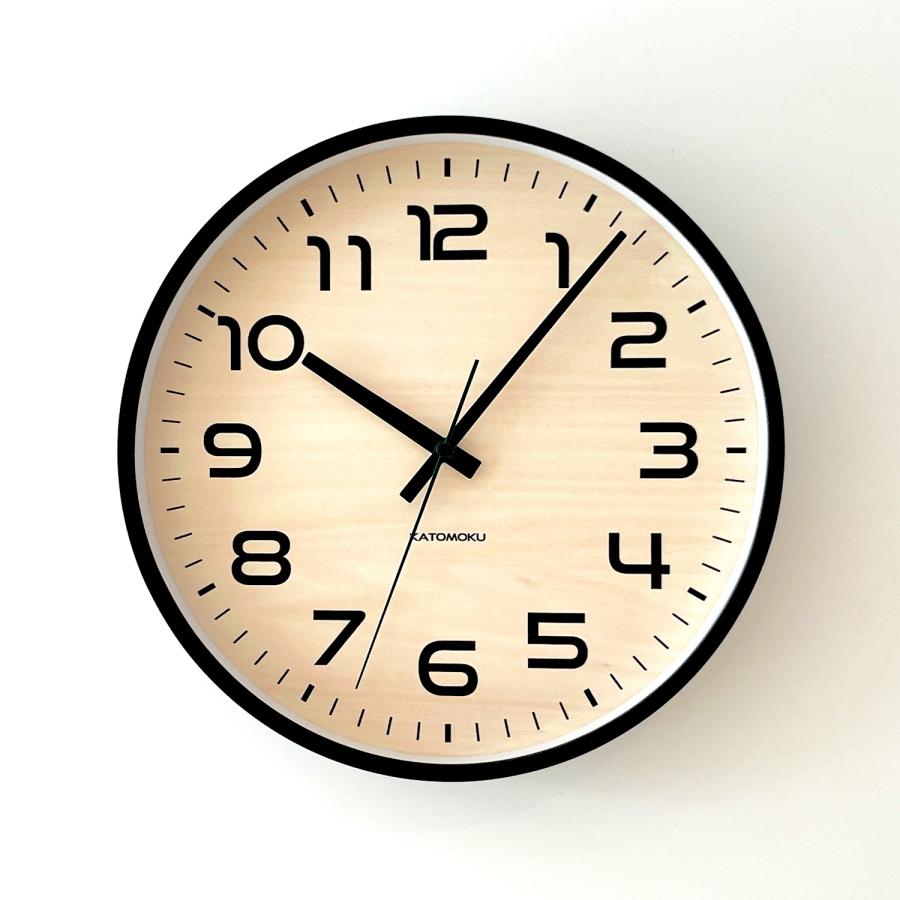 壁掛け時計 KATOMOKU plywood clock 23 ブラック km-145BK 連続秒針 名