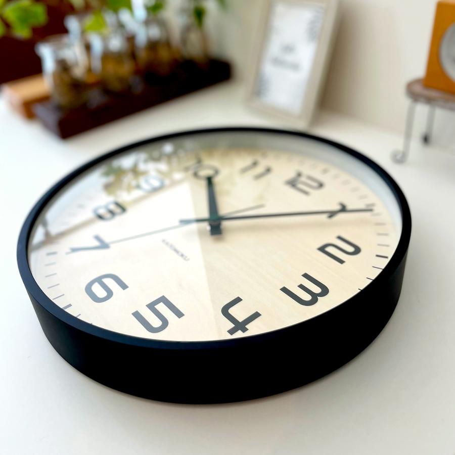 電波時計 壁掛け時計 KATOMOKU plywood clock 23 ブラック km-145BKRC