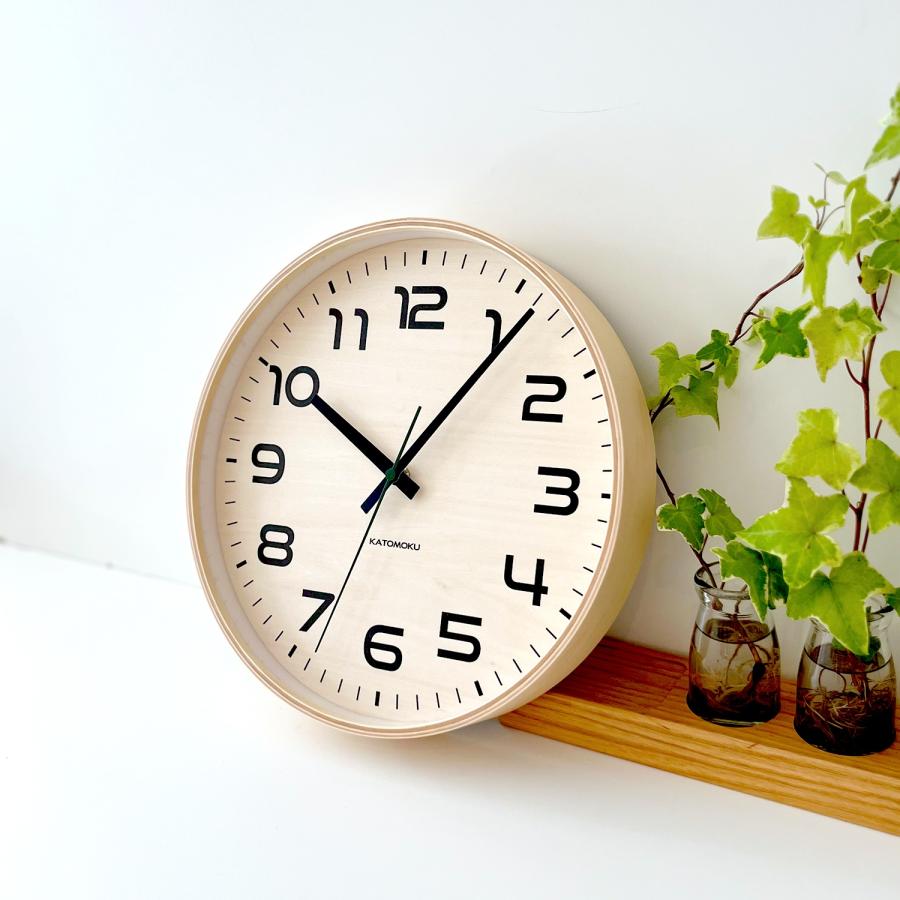 電波時計 壁掛け時計 KATOMOKU plywood clock 23 SKP電波 ナチュラル