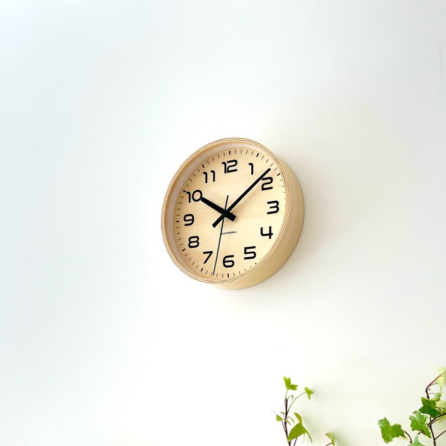 壁掛け時計 電波時計 KATOMOKU plywood clock 23 S-size ナチュラル km