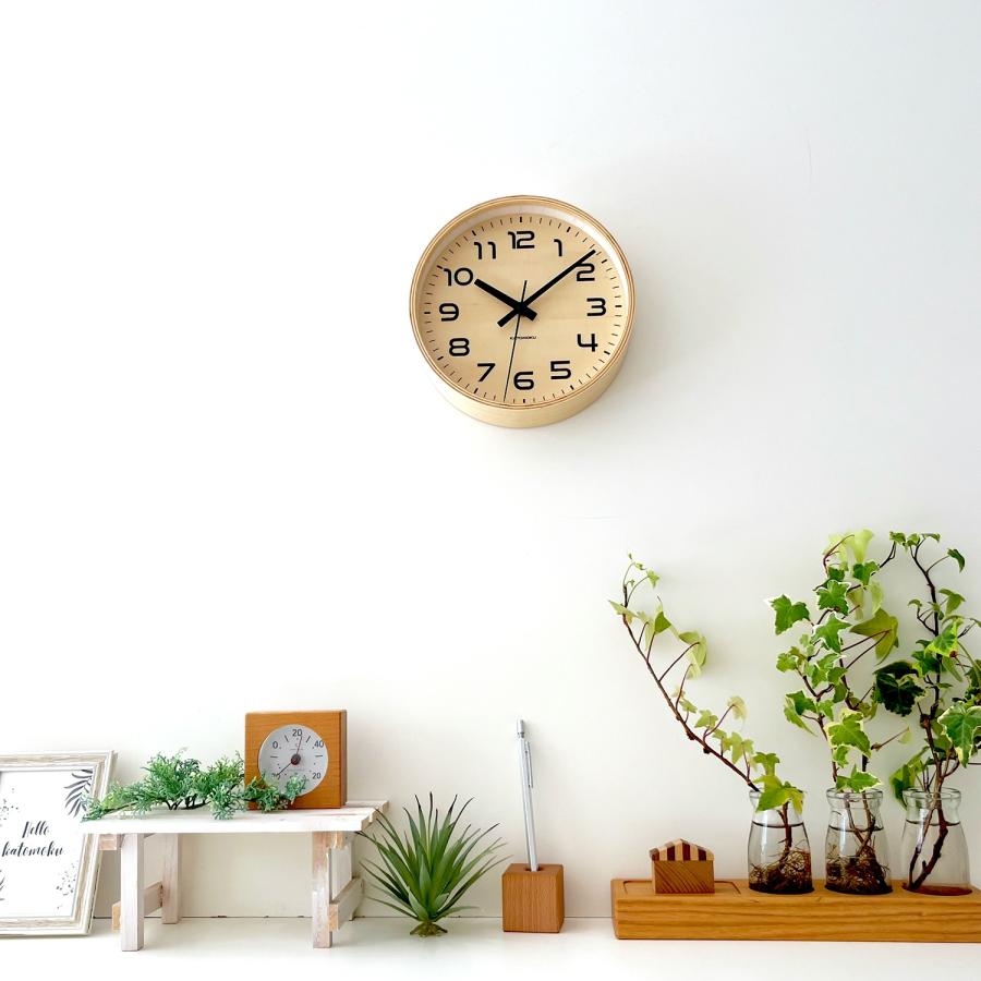 壁掛け時計 電波時計 KATOMOKU plywood clock 23 S-size ナチュラル km