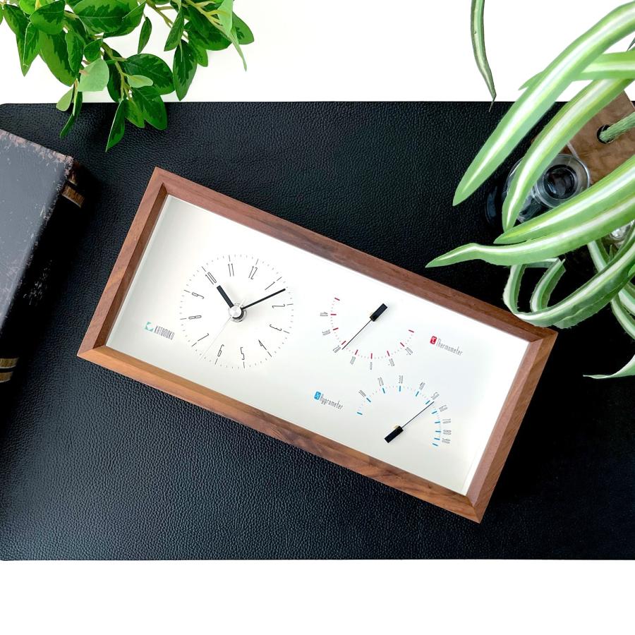 KATOMOKU 湿温度計 Thermo Clock ウォールナット km-152WA 置き時計