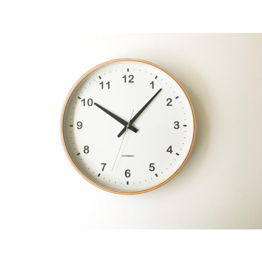 壁掛け時計 電波時計 KATOMOKU plywood clock L-size ナチュラル km-33LRC 連続秒針 名入れ対応品｜kamoku｜02