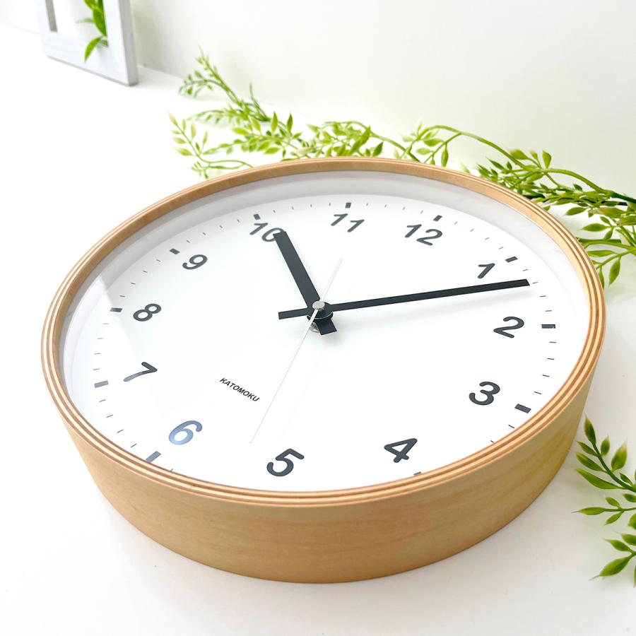 壁掛け時計 KATOMOKU plywood clock M-size ナチュラル km-33M 連続