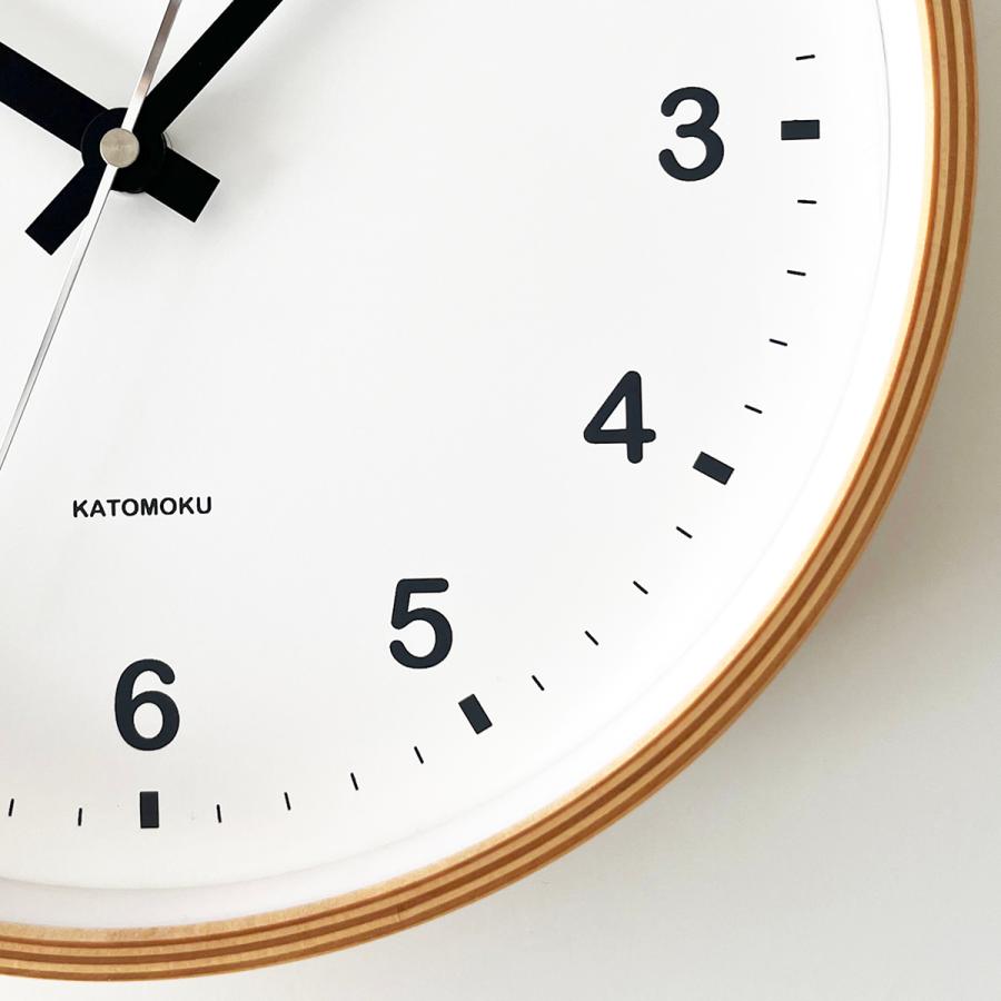 壁掛け時計 KATOMOKU plywood clock M-size ナチュラル km-33M 連続秒針 名入れ対応品｜kamoku｜07