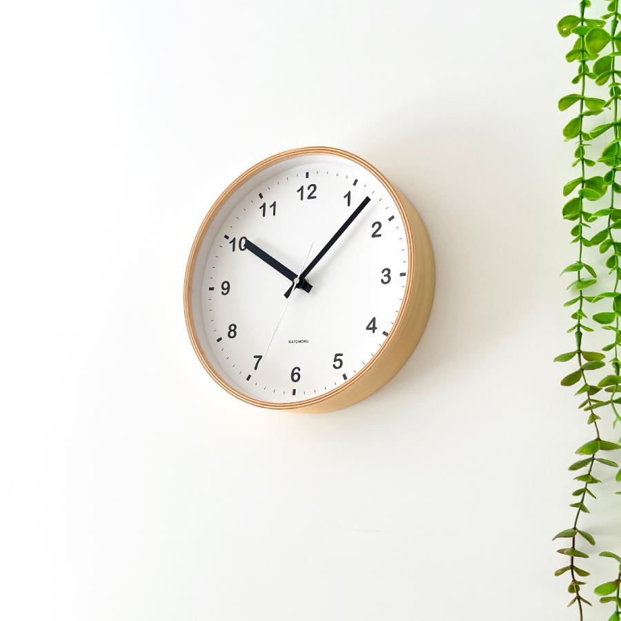 壁掛け時計 電波時計 KATOMOKU plywood clock SKP km-33MRCS ナチュラル SKP電波時計 連続秒針｜kamoku｜03