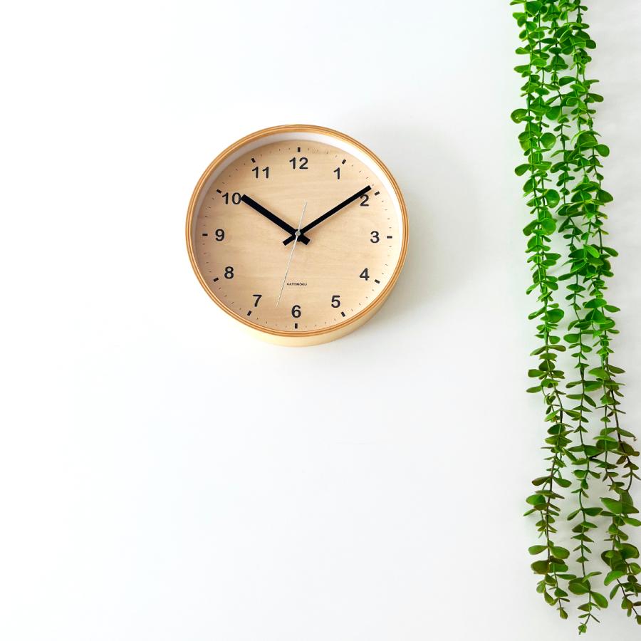 壁掛け時計 KATOMOKU plywood clock シナ文字盤 M-size km-34M 連続秒針 名入れ対応品｜kamoku｜03