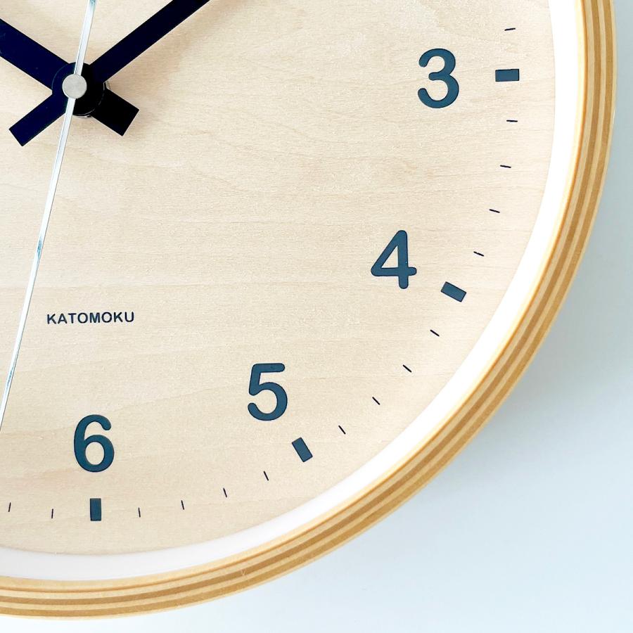 壁掛け時計 KATOMOKU plywood clock シナ文字盤 M-size km-34M 連続秒針 名入れ対応品｜kamoku｜06