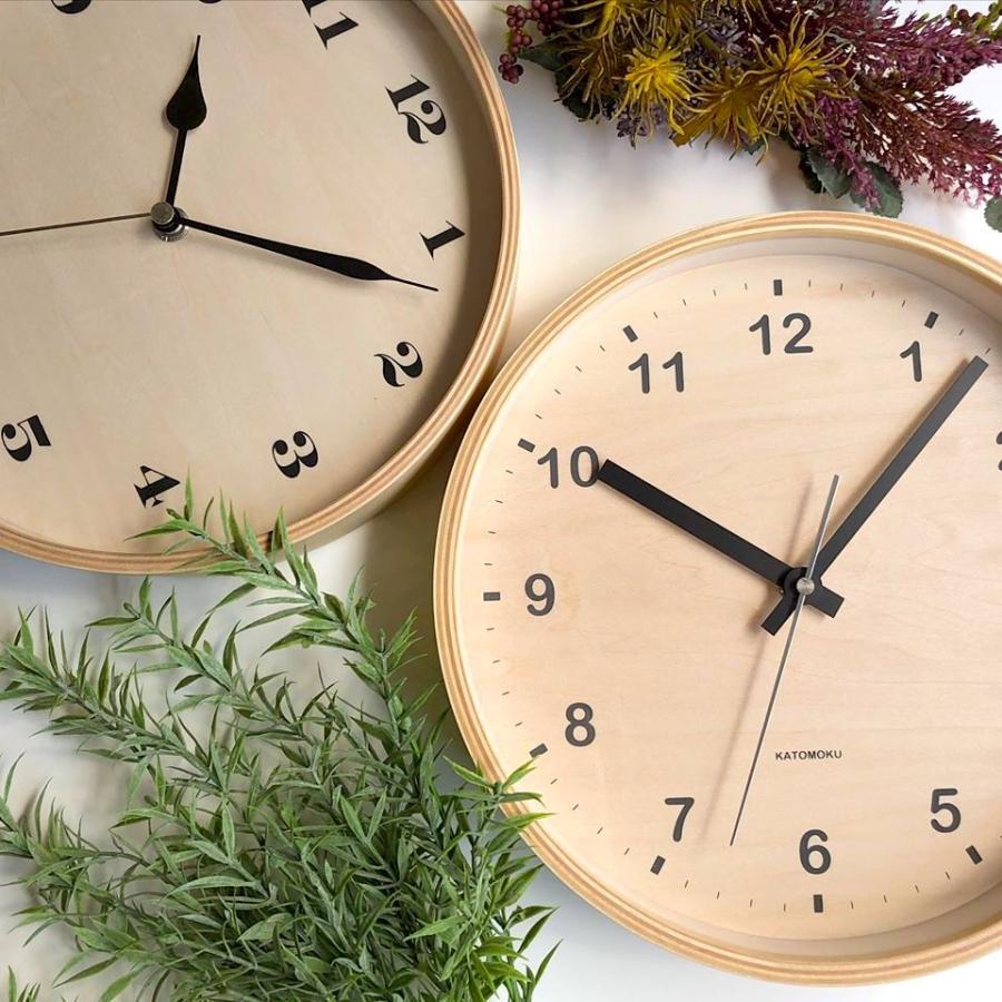 壁掛け時計 KATOMOKU plywood clock シナ文字盤 M-size km-34M 連続秒針 名入れ対応品｜kamoku｜08