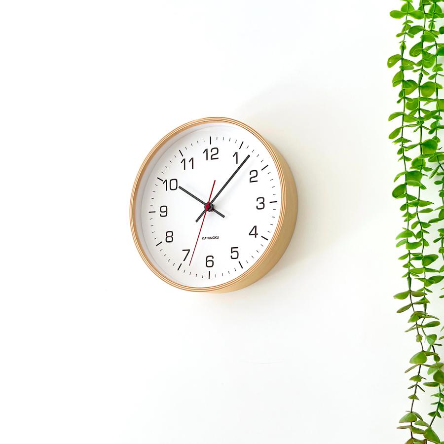 壁掛け時計 電波時計 KATOMOKU plywood clock 4 ナチュラル km-44NARC
