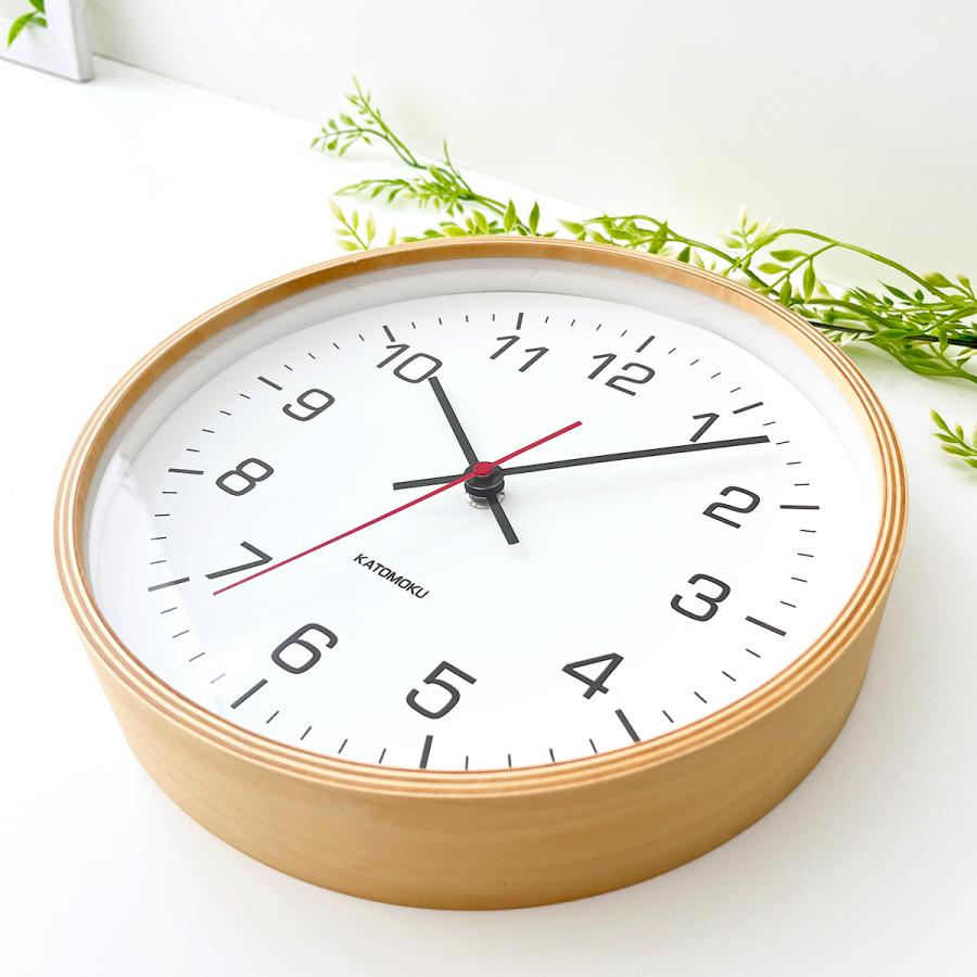 壁掛け時計 電波時計 KATOMOKU plywood clock 4 ナチュラル km-44NARC