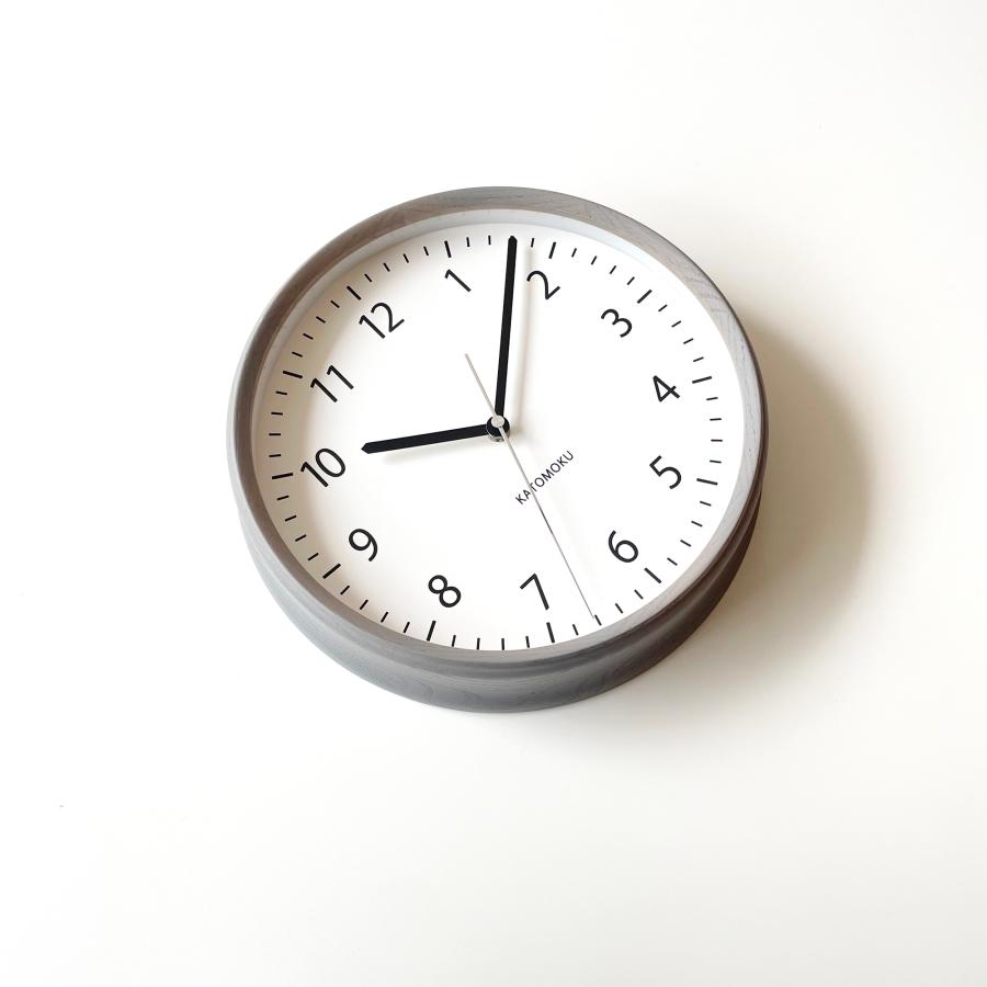 壁掛け時計 電波時計 KATOMOKU muku clock 4 グレー km-57GRRC 連続