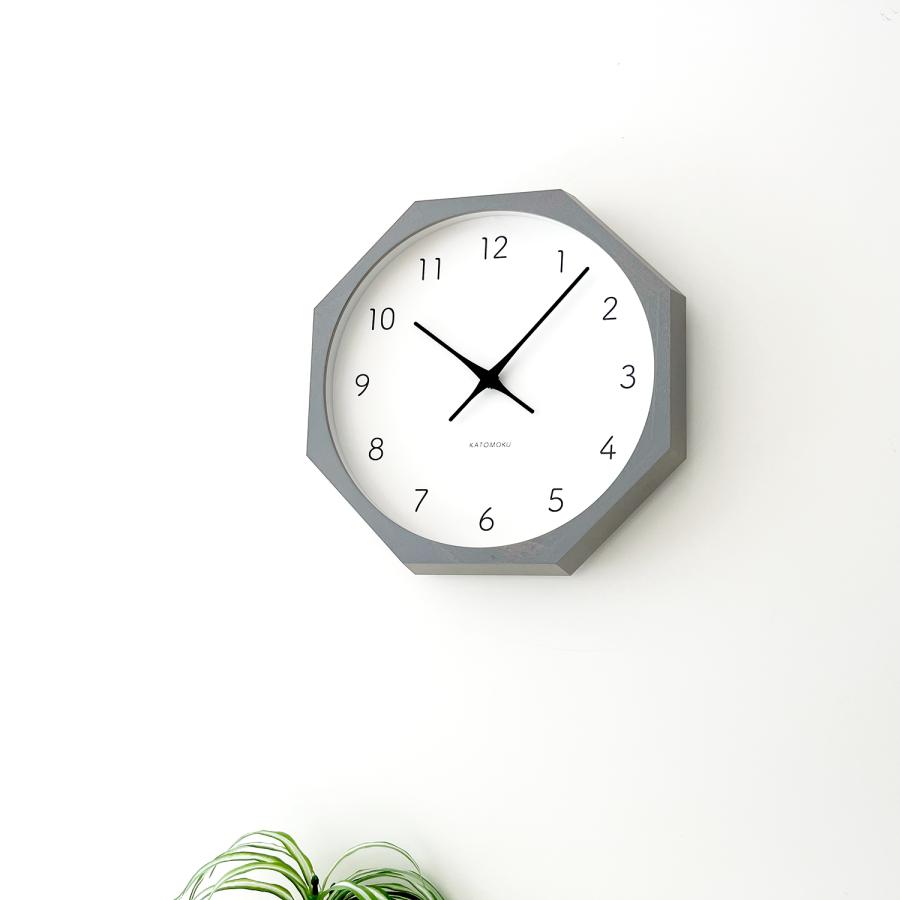 壁掛け時計 電波時計 KATOMOKU muku clock 7 八角形 km-60RC8 連続秒針