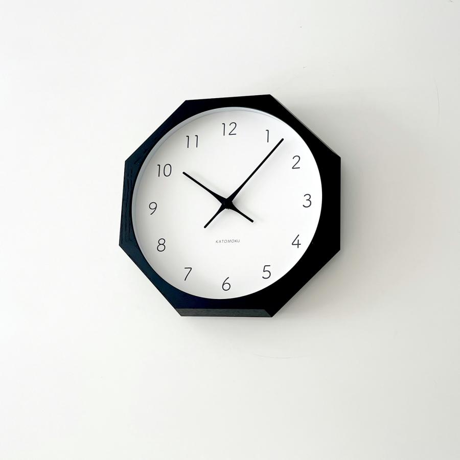 壁掛け時計 電波時計 KATOMOKU muku clock 7 八角形 km-60RC8 連続秒針