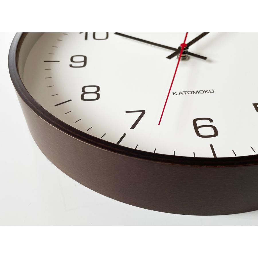 壁掛け時計 電波時計 KATOMOKU plywood clock 4 L ブラウン km-61BRC 連続秒針 名入れ対応品｜kamoku｜07
