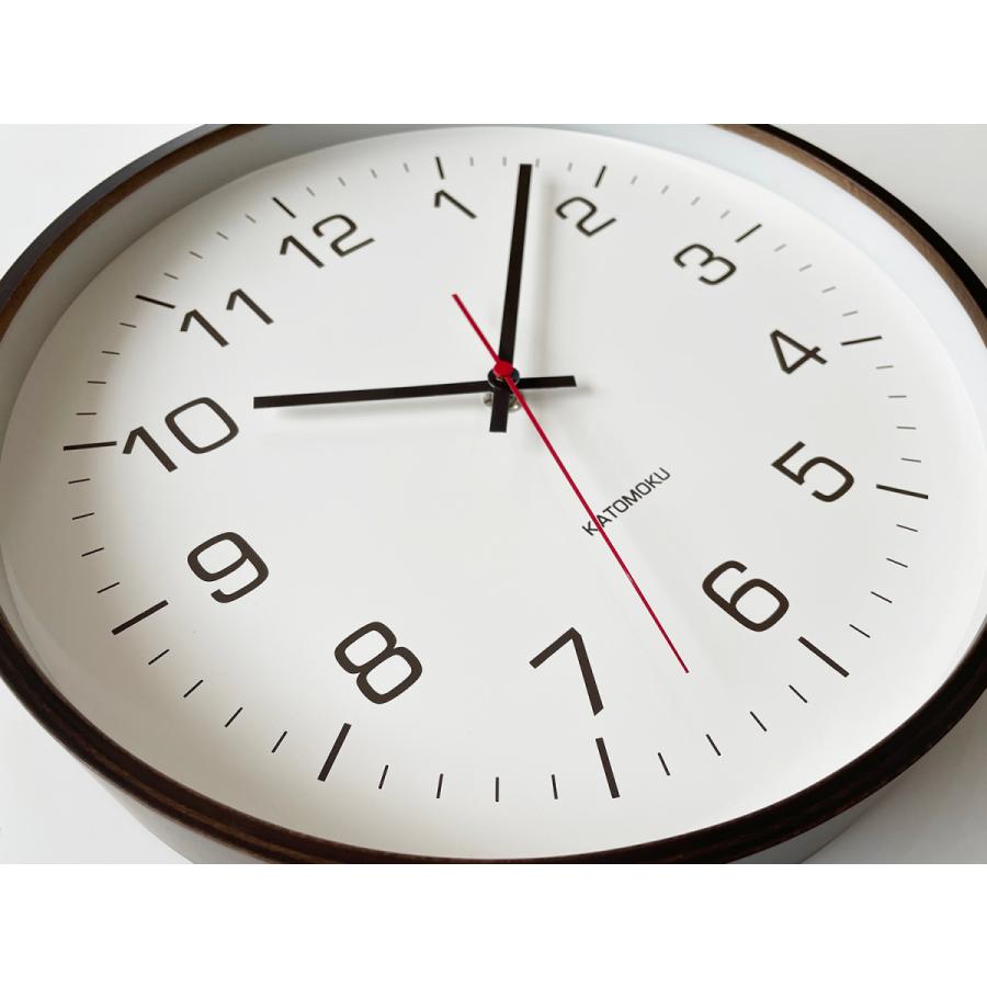 壁掛け時計 電波時計 KATOMOKU plywood clock 4 L ブラウン km-61BRC 連続秒針 名入れ対応品｜kamoku｜08
