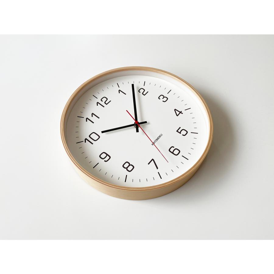 壁掛け時計 KATOMOKU plywood clock 4 L-size ナチュラル km-61N 連続秒針 名入れ対応品｜kamoku｜06