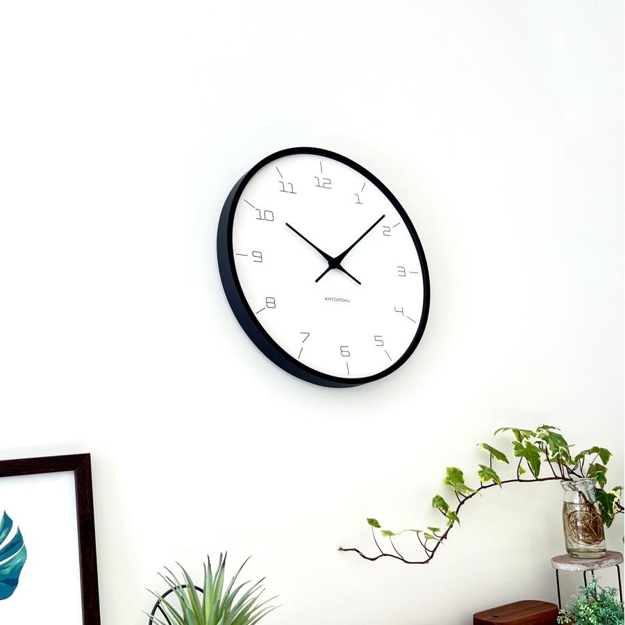 壁掛け時計 電波時計 KATOMOKU plywood clock 7 ブラック 2024 km-71BKRC 連続秒針 名入れ対応品 静音 ...