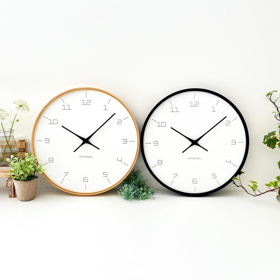 壁掛け時計 電波時計 KATOMOKU plywood clock 7 ブラック 2024 km-71BKRC 連続秒針 名入れ対応品 静音 ...