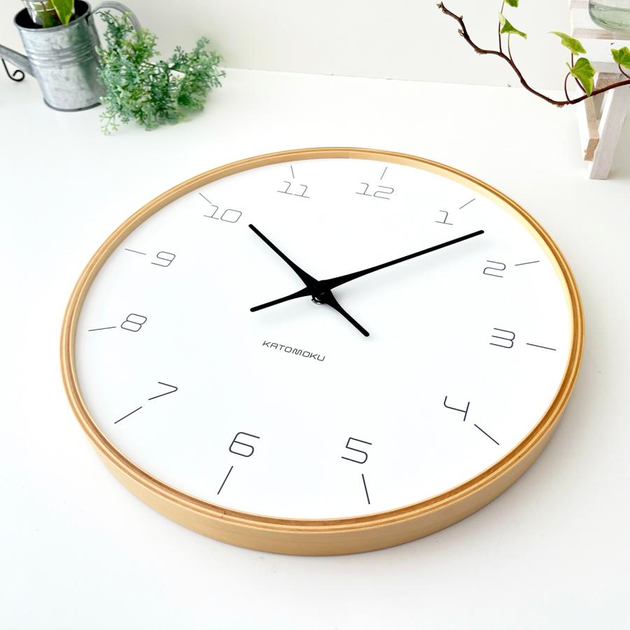 壁掛け時計 電波時計 KATOMOKU plywood clock 7 ナチュラル km-71NARC