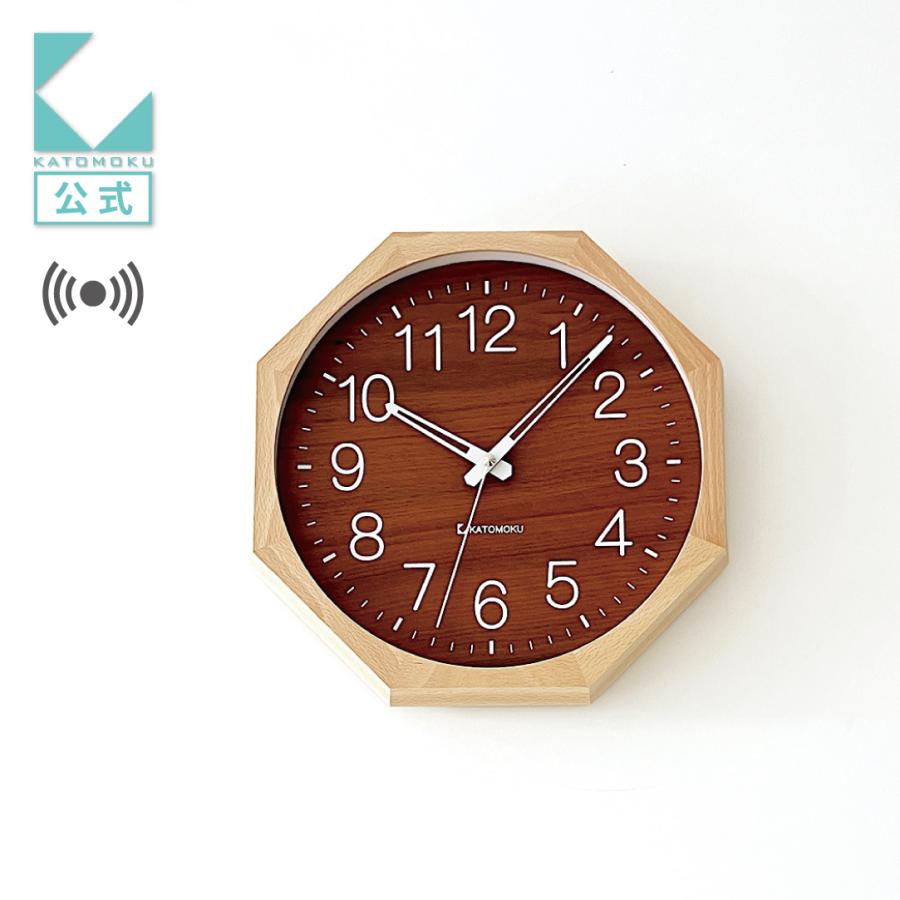 【未使用】KATOMOKU カトモク 電波時計 ウォールナット km-73RC 壁掛け時計 電波時計 KATOMOKU muku clock 2 八角形 ウォールナット