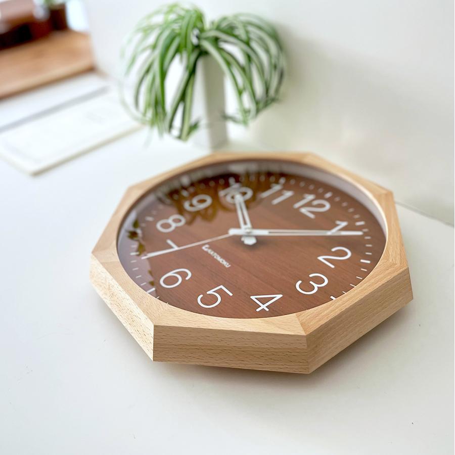 壁掛け時計 電波時計 KATOMOKU muku clock 2 八角形 ウォールナット