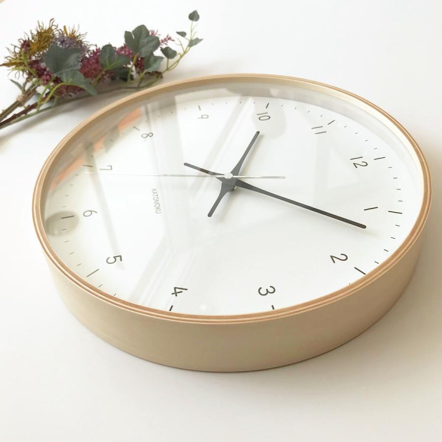 壁掛け時計 KATOMOKU plywood clock 12 ナチュラル km-80N 連続秒針 名入れ対応品｜kamoku｜07