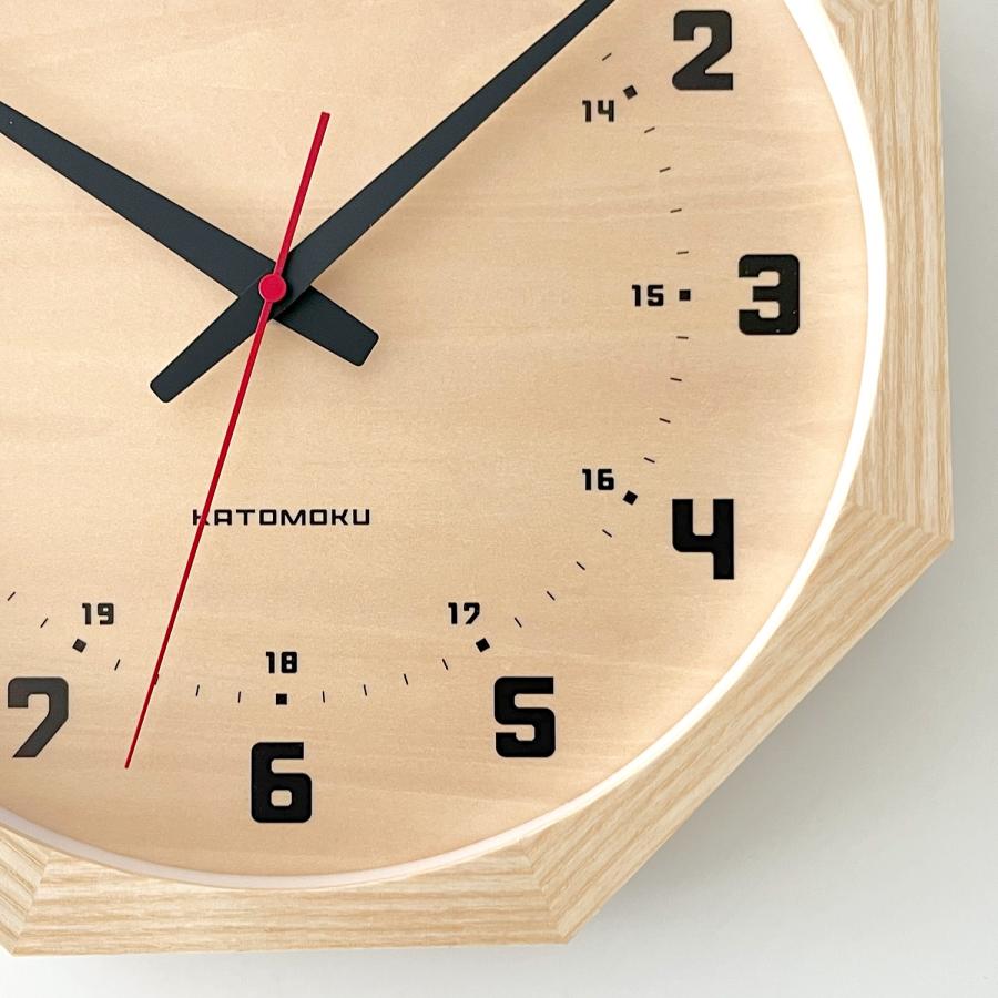 壁掛け時計 KATOMOKU muku clock 8 八角形 シナ文字盤 km-81-8 連続