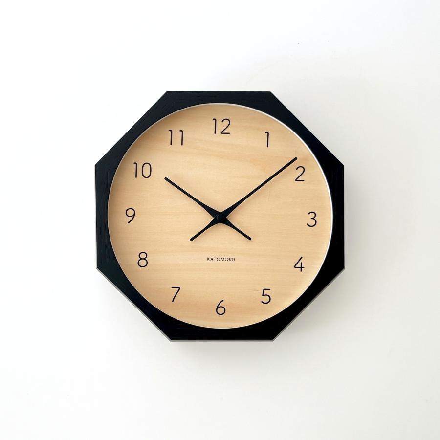 壁掛け時計 電波時計 KATOMOKU muku clock 7 八角形 km-83RC8 連続秒針
