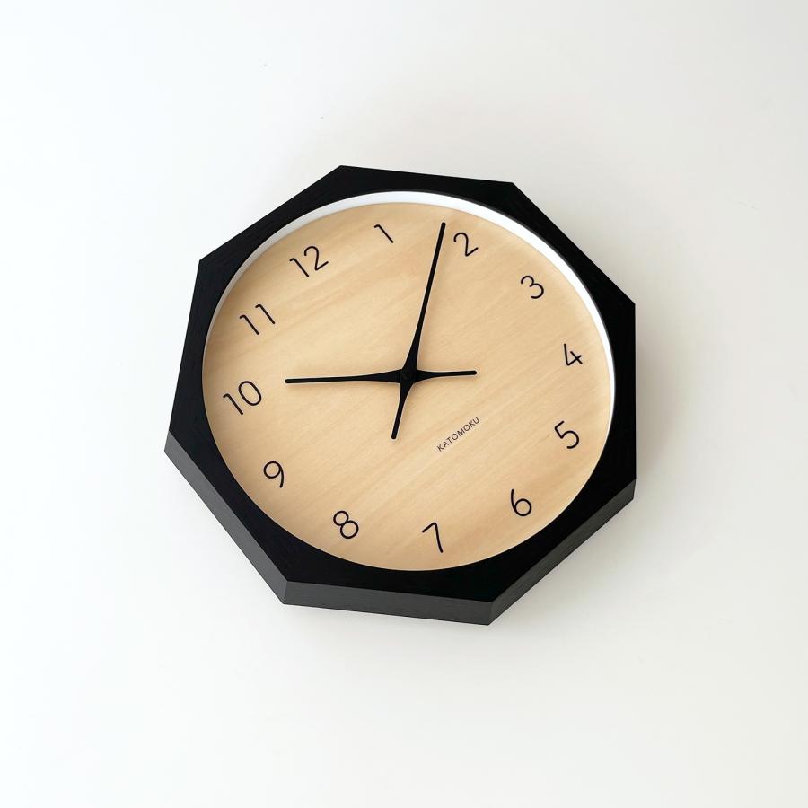 壁掛け時計 電波時計 KATOMOKU muku clock 7 八角形 km-83RC8 連続秒針
