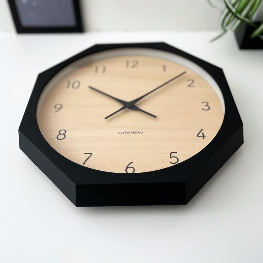 壁掛け時計 電波時計 KATOMOKU muku clock 7 八角形 km-83RC8 連続秒針