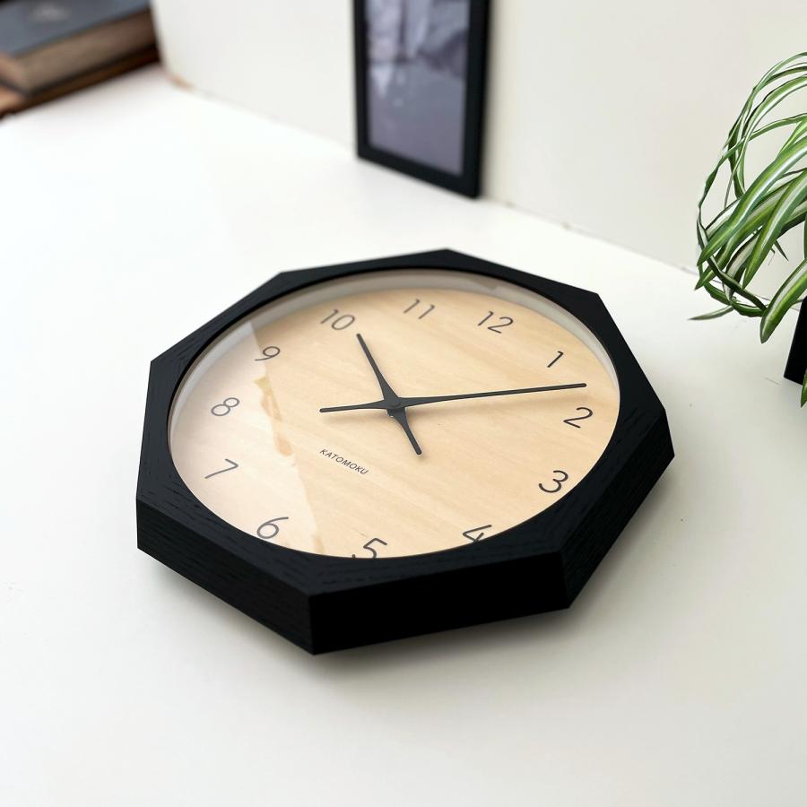 壁掛け時計 電波時計 KATOMOKU muku clock 7 八角形 km-83RC8 連続秒針