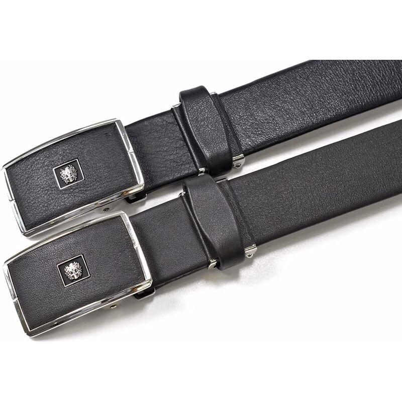 ダックス　牛革　袋縫い　メンズ　ブラック　ベルト　スライドバックル式　ビジネス　DB35711　フリーサイズ（ウエストサイズ95cmまで）