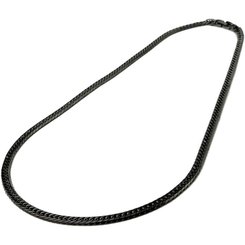 チタン 喜平ネックレス ダブル喜平6面カット 50cm チェーン 4.5mm幅 (ブラックイオンプレーティング加工) 金属アレルギー対応 喜平ネックレス ダブル喜平6面カット 50cm チェーン 5mm幅 ブラックイオンプレーティング加工 金属アレルギー対応