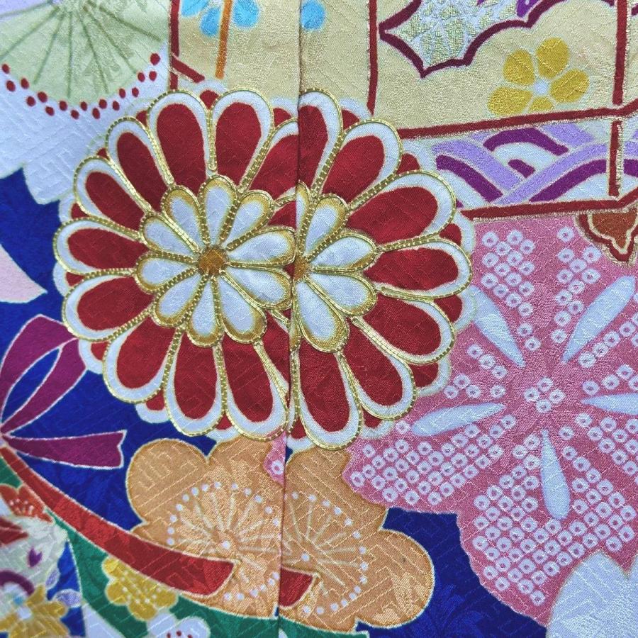 大衆演劇 衣裳 未仕立】 花車に貝桶（刺繍あり）桜柄 振袖仮絵羽