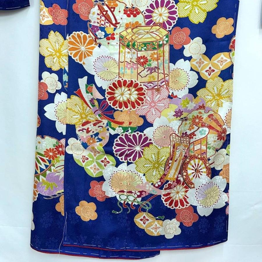 大衆演劇 衣裳 未仕立】 花車に貝桶（刺繍あり）桜柄 振袖仮絵羽