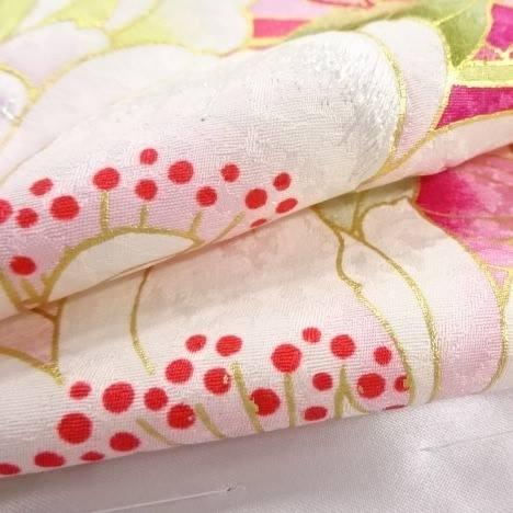 大衆演劇 衣裳 未仕立】草花に鞠・蝶柄 振袖 仮絵羽（八掛付き 