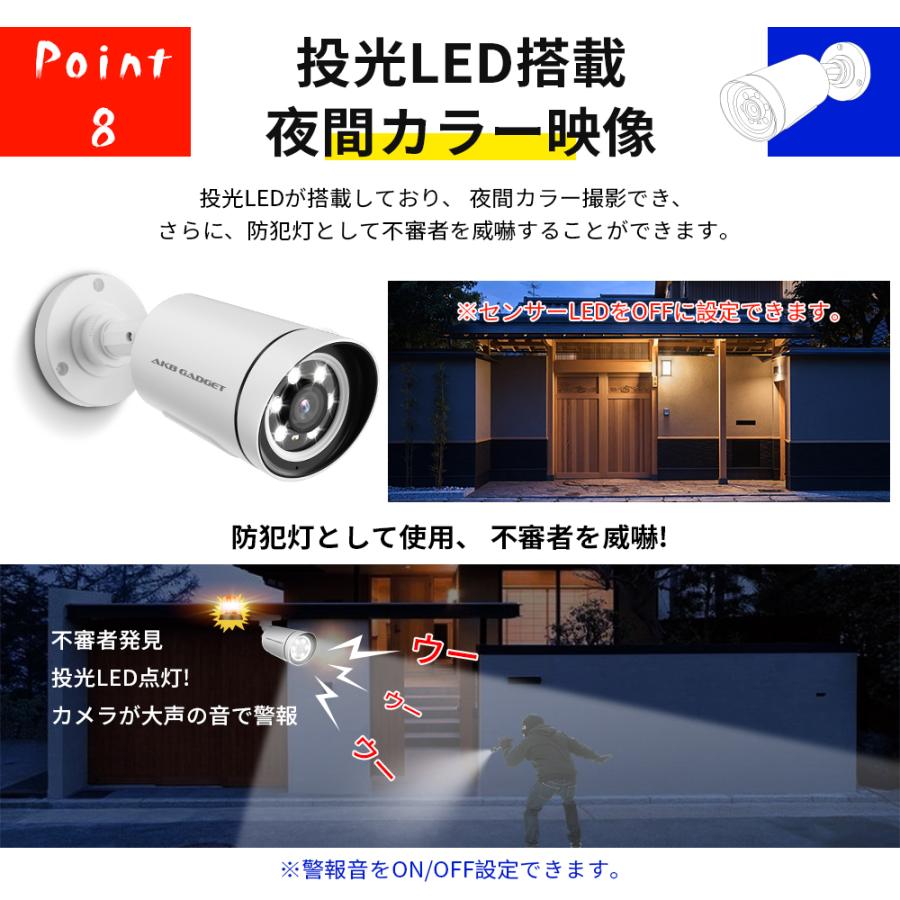 防犯カメラ 有線 監視カメラ 防犯カメラ poe セット 光音威嚇 4台