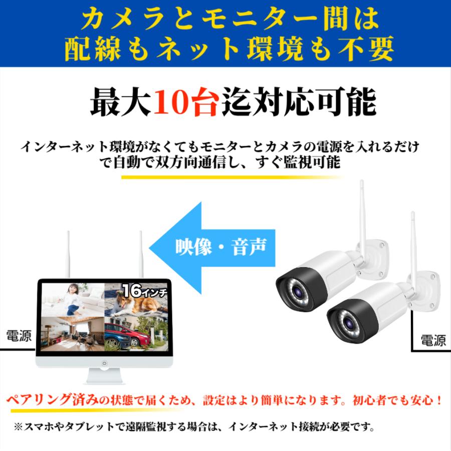 防犯カメラ ワイヤレス 屋外 モニター付き 暗視機能 家庭用 2台セット 音声 ArcOWL 防犯カメラ 屋外 セット 家庭用 ワイヤレス wifi モニター付き
