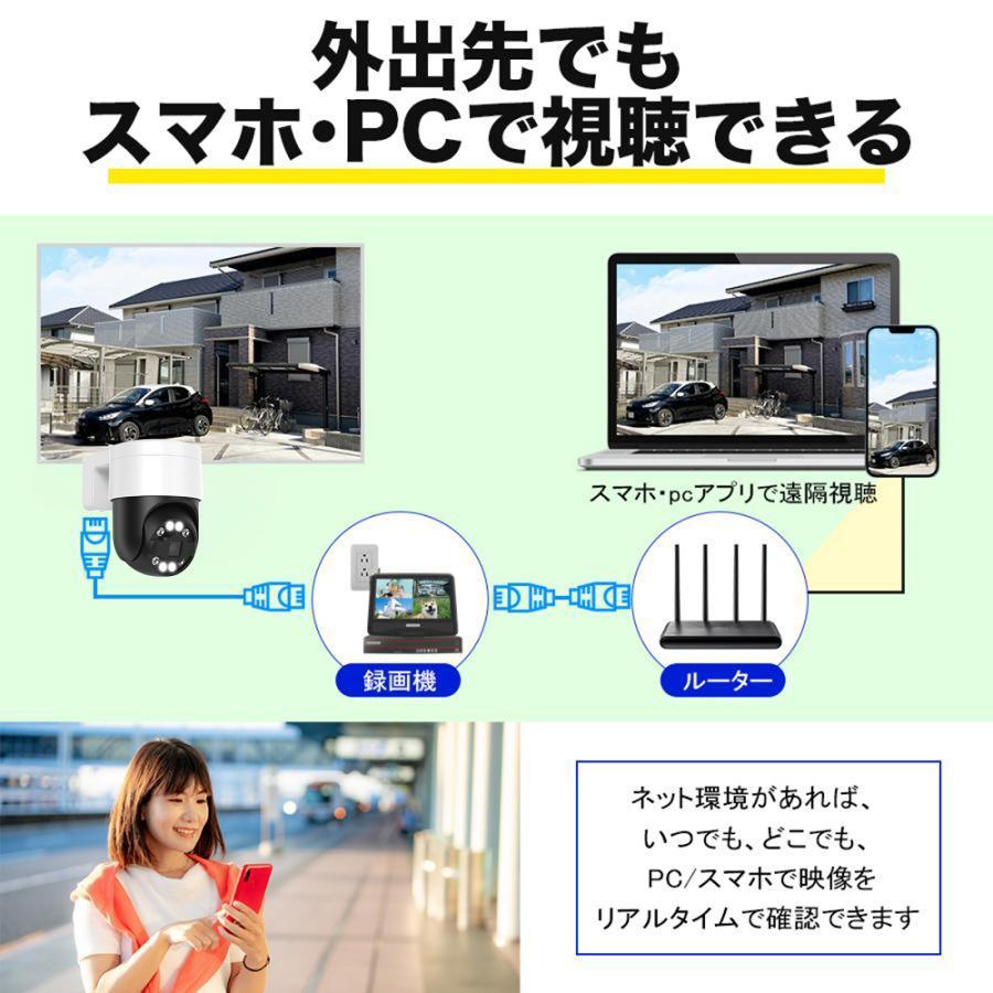 防犯カメラ 屋外 セット 800万 家庭用 レコーダー PoE給電 IPカメラ 屋内 4台 有線 自動追尾 PoE ネットワークカメラ AI検知 4K 録画機 防水 夜間カラー_7