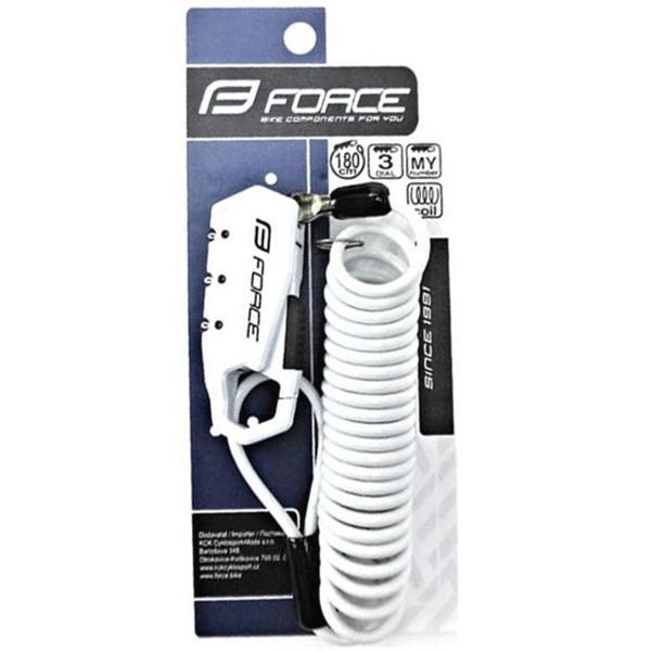 自転車 ワイヤー錠 FORCE ミニロック コイルワイヤー 180cm ホワイト