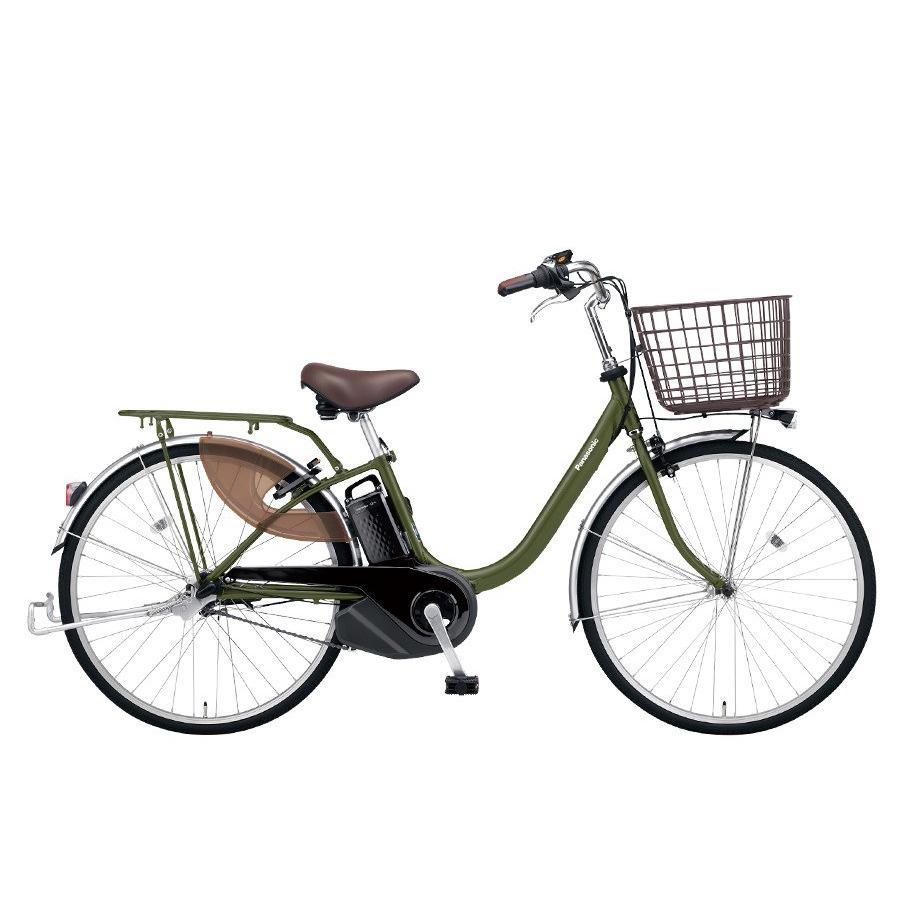 パナソニック電動アシスト自転車 オリーブグリーン 電動アシスト自転車 オリーブグリーン 前カゴ付き