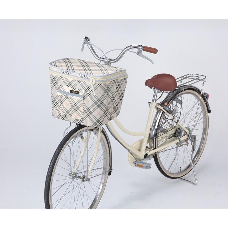 自転車カゴカバー KW258F KW-258 ベージュチェック 前用 前カゴカバー 