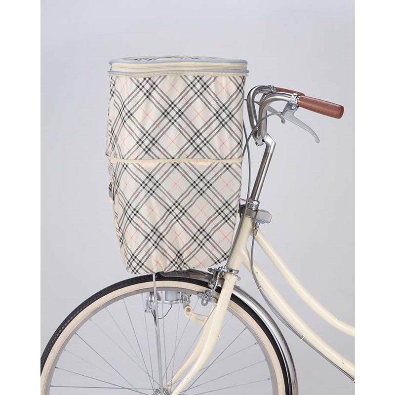 自転車カゴカバー KW258F KW-258 ベージュチェック 前用 前カゴカバー
